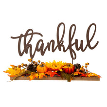 Load image into Gallery viewer, 24&quot;L Lighted Metal &quot;Thankful&quot; Centerpiece Table Décor with Floral
