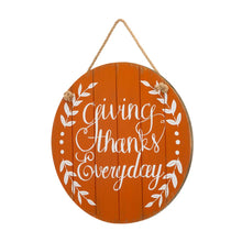 Load image into Gallery viewer, 15&quot;D Orange Wooden Thanksgaving Wall Sign Decor
