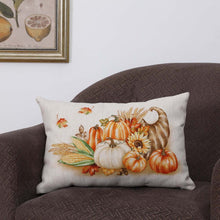 Load image into Gallery viewer, 18&quot;L Faux Burlap Thanksgiving Croissant Pillow
