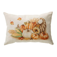 Load image into Gallery viewer, 18&quot;L Faux Burlap Thanksgiving Croissant Pillow
