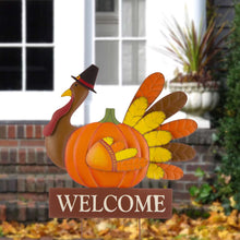 Load image into Gallery viewer, 30.00&quot;H Thanksgiving Metal Turkey Yard Stake/Hanging Wall Decor (Two Function)
