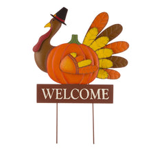 Load image into Gallery viewer, 30.00&quot;H Thanksgiving Metal Turkey Yard Stake/Hanging Wall Decor (Two Function)
