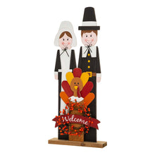 Load image into Gallery viewer, 36&quot;H Thanksgiving Wooden Pilgrim Couple Poch Décor
