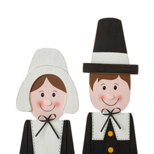 Load image into Gallery viewer, 36&quot;H Thanksgiving Wooden Pilgrim Couple Poch Décor
