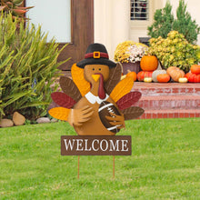 Load image into Gallery viewer, 30&quot;H Thanksgiving Metal Turkey Yard Stake/Hanging Wall Décor (Two Functions)
