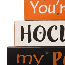 Load image into Gallery viewer, 11.54&quot;H Halloween Wooden Lighted Witch/Word Block Table Decor
