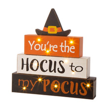 Load image into Gallery viewer, 11.54&quot;H Halloween Wooden Lighted Witch/Word Block Table Decor
