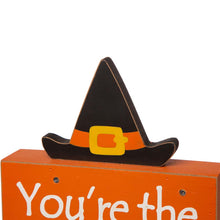 Load image into Gallery viewer, 11.54&quot;H Halloween Wooden Lighted Witch/Word Block Table Decor
