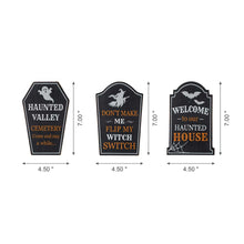 Load image into Gallery viewer, 7&quot;H Halloween Wooden Tombstone Table Sign Decor, Set of 3
