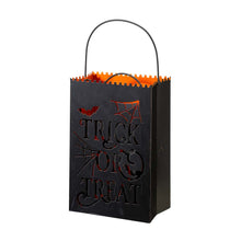 Load image into Gallery viewer, Black Halloween Metal Cutout &quot;TRICK OR TREAT&quot; Bucket, Set of 2
