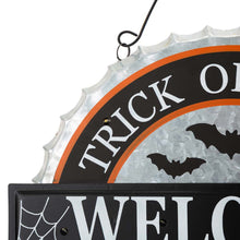 Load image into Gallery viewer, 14&quot;L Lighted Halloween WELCOME Metal Bottle Cap Wall Sign
