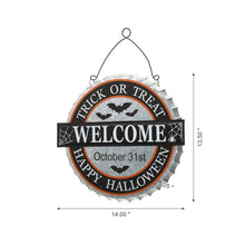 Load image into Gallery viewer, 14&quot;L Lighted Halloween WELCOME Metal Bottle Cap Wall Sign
