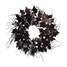 Load image into Gallery viewer, 26&quot;D Lighted Halloween Bat Wreath
