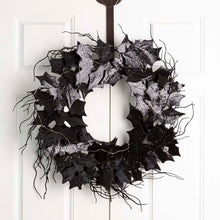 Load image into Gallery viewer, 26&quot;D Lighted Halloween Bat Wreath
