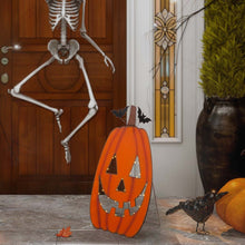 Load image into Gallery viewer, 36&quot;H Lighted Metal Cutout Pumpkin Porch Decor
