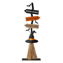 Load image into Gallery viewer, 42&quot;H Lighted Wooden Witch&#39;s Broom Porch Decor
