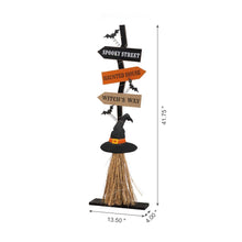 Load image into Gallery viewer, 42&quot;H Lighted Wooden Witch&#39;s Broom Porch Decor
