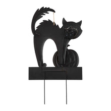 Load image into Gallery viewer, 32&quot;H Lighted Halloween Metal Black Cat Yard Stake or Hanging Decor (Two Functions)
