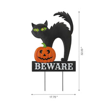 Load image into Gallery viewer, 32&quot;H Lighted Halloween Metal Black Cat Yard Stake or Hanging Decor (Two Functions)
