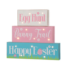 Load image into Gallery viewer, 12&quot;L Easter LED Lighted Wooden/Metal Block Word Sign (14 Bulbs)
