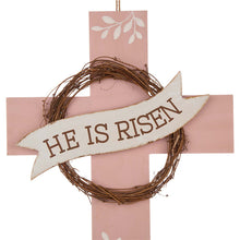 Load image into Gallery viewer, 32&quot;H Easter Wooden/Metal Cross Yard Stake or Wall Decor (KD, Two Function)
