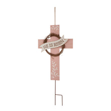 Load image into Gallery viewer, 32&quot;H Easter Wooden/Metal Cross Yard Stake or Wall Decor (KD, Two Function)
