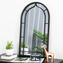 Load image into Gallery viewer, 33.07&quot;H Oversized Black Metal Framed Arched Wall Mirror
