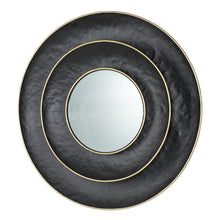 Load image into Gallery viewer, 27.36&quot;D Black With Golden Trimming 3D Round Metal Wall Mirror
