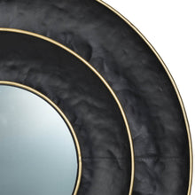 Load image into Gallery viewer, 27.36&quot;D Black With Golden Trimming 3D Round Metal Wall Mirror
