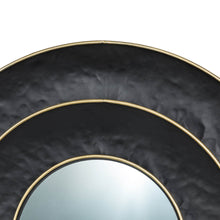 Load image into Gallery viewer, 27.36&quot;D Black With Golden Trimming 3D Round Metal Wall Mirror
