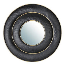 Load image into Gallery viewer, 27.36&quot;D Black With Golden Trimming 3D Round Metal Wall Mirror
