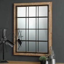 Load image into Gallery viewer, 31.5&quot;H Farmhouse Wooden/Metal Windowpane Rectangular Wall Mirror Decor
