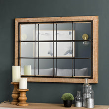 Load image into Gallery viewer, 31.5&quot;H Farmhouse Wooden/Metal Windowpane Rectangular Wall Mirror Decor
