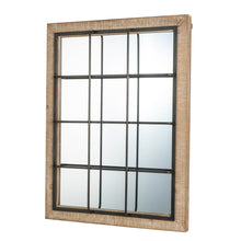 Load image into Gallery viewer, 31.5&quot;H Farmhouse Wooden/Metal Windowpane Rectangular Wall Mirror Decor
