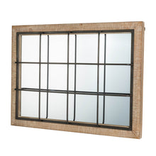 Load image into Gallery viewer, 31.5&quot;H Farmhouse Wooden/Metal Windowpane Rectangular Wall Mirror Decor
