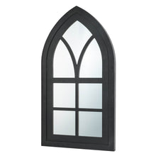 Load image into Gallery viewer, 40.16&quot;H Black Wooden Cathedral Windowpane Wall Mirror Decor
