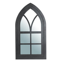 Load image into Gallery viewer, 40.16&quot;H Black Wooden Cathedral Windowpane Wall Mirror Decor
