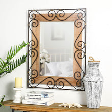 Load image into Gallery viewer, 31&quot;H Traditional Rectangle Wooden And Metal Scroll Wall Mirror
