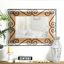 Load image into Gallery viewer, 31&quot;H Traditional Rectangle Wooden And Metal Scroll Wall Mirror
