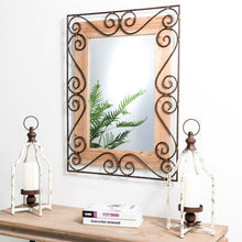 Load image into Gallery viewer, 31&quot;H Traditional Rectangle Wooden And Metal Scroll Wall Mirror
