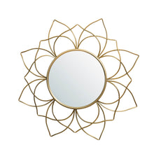 Load image into Gallery viewer, 32.75&quot;D Oversized 3D Lotus Regency Modern Gold Metal Wall Mirror
