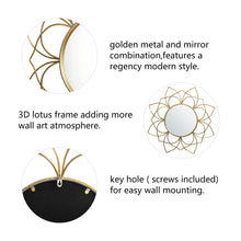 Load image into Gallery viewer, 32.75&quot;D Oversized 3D Lotus Regency Modern Gold Metal Wall Mirror
