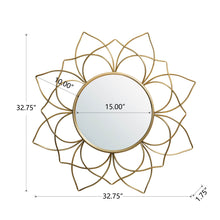 Load image into Gallery viewer, 32.75&quot;D Oversized 3D Lotus Regency Modern Gold Metal Wall Mirror
