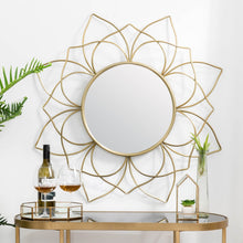 Load image into Gallery viewer, 32.75&quot;D Oversized 3D Lotus Regency Modern Gold Metal Wall Mirror
