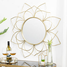 Load image into Gallery viewer, 32.75&quot;D Oversized 3D Lotus Regency Modern Gold Metal Wall Mirror
