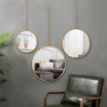 Load image into Gallery viewer, Set of 3 Regency Modern Gold Metal Chains Hanging Mirrors
