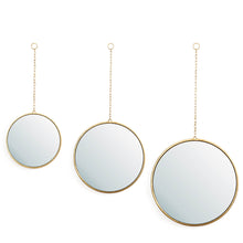 Load image into Gallery viewer, Set of 3 Regency Modern Gold Metal Chains Hanging Mirrors
