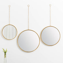 Load image into Gallery viewer, Set of 3 Regency Modern Gold Metal Chains Hanging Mirrors
