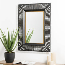 Load image into Gallery viewer, 34.50&quot;H Oversized Modern Black &amp; Gold Metal Wall Mirror
