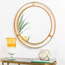 Load image into Gallery viewer, 28.00&quot;D Oversized Glam Gold Metal Round Wall Mirror
